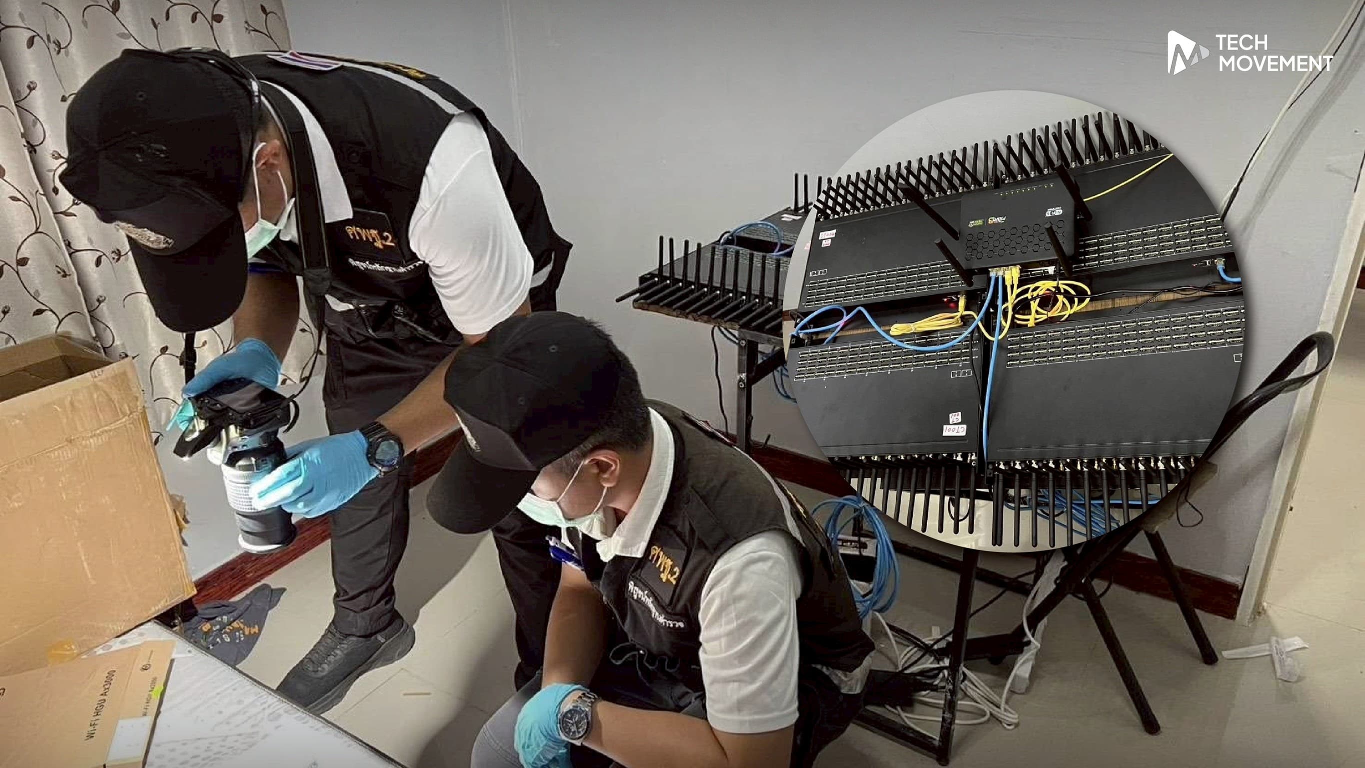 บุกทลายฐานแก๊งคอลเซ็นเตอร์_ชายแดนสระแก้ว_ตรวจยึดซิมบ็อกซ์_อุปกรณ์ครบชุด